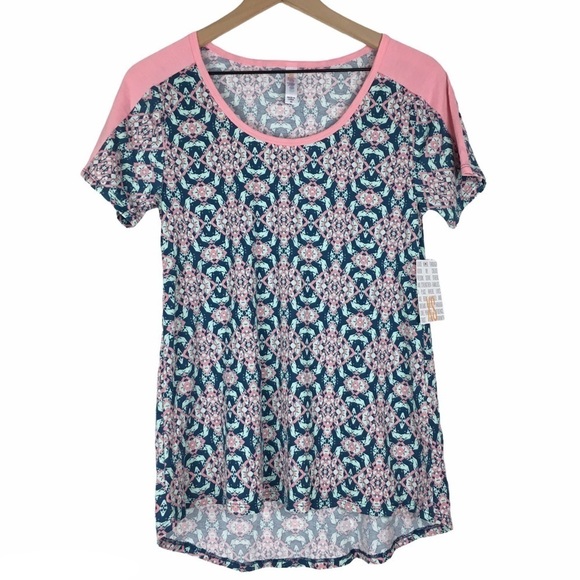 LULAROE Classic T Shirt Raglan Short Sleeve Hi Lo Hem Loose Fit Flowy XS NWT - Picture 9 of 9